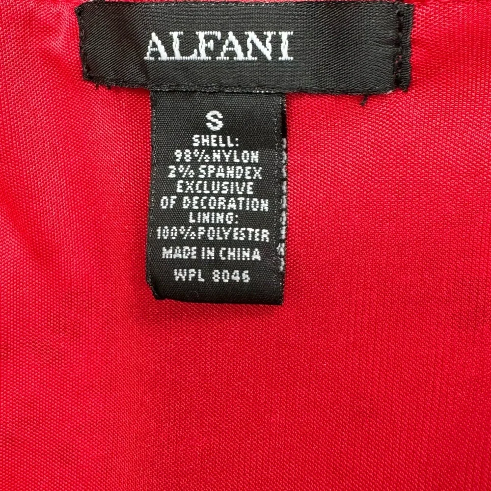 ALFANI solid red floral crochet lace overlay 3/4 sleeve dress-S - Picture 8 of 8